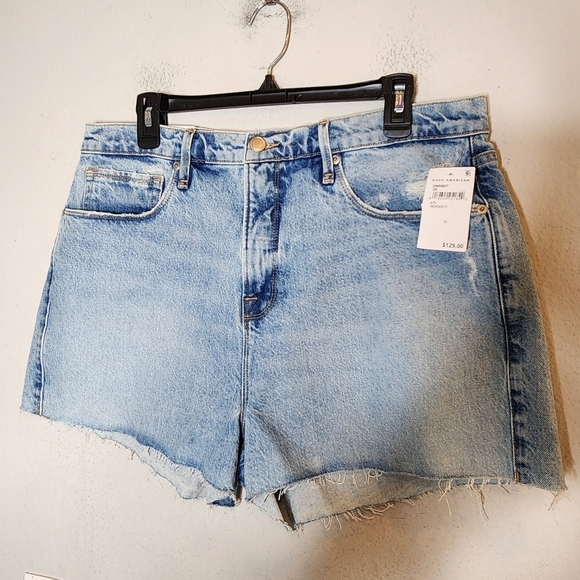 NWT Good American '90s High Waist Denim Shorts. Women's size 12. - Picture 8 of 16